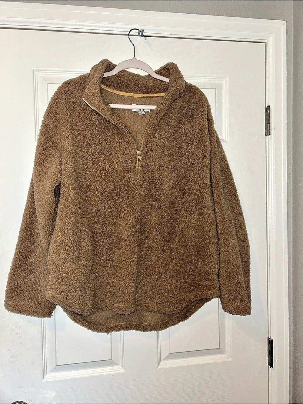 Koolaburra by UGG Cozy Sherpa 1/4 Zip Pullover Brown Jacket Medium